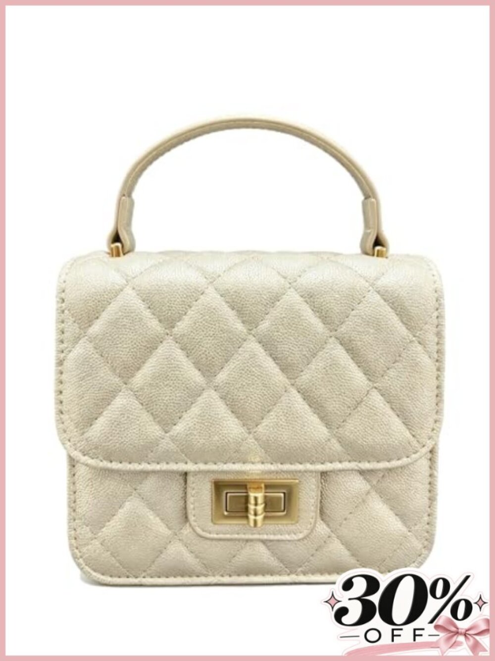 Quilted Faux Leather Crossbody Bag Mini Satchel Top Handle Purse